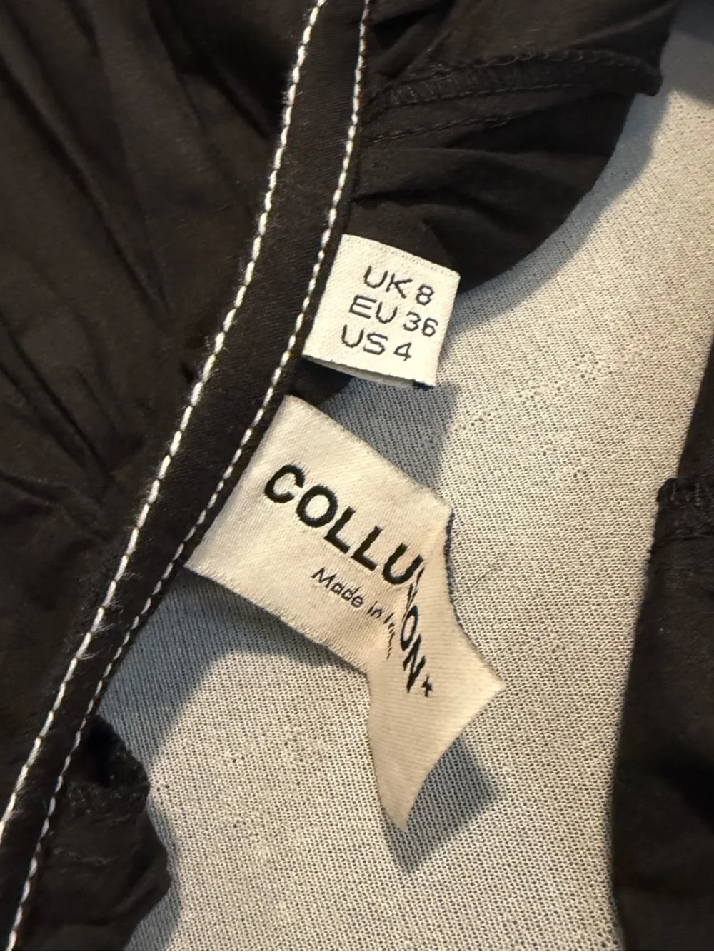 ASOS Collusion Black Short Puff Sleeve Babydoll Dress Size 4 - Picture 6 of 6